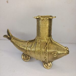 Handcrafted Dhokra Brass Fish Candle Holder | Tribal Folk Art Decor