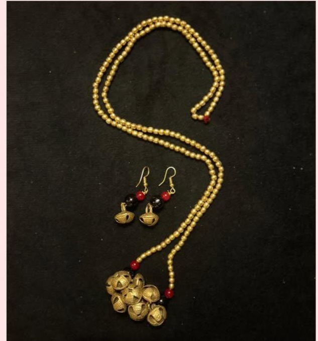 Dhokra Beaded Necklace & Earring Set - Image 2