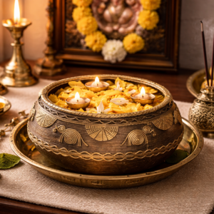 Handcrafted Dhokra Brass Elephants Mana Bowl – Tribal Ritual Decor