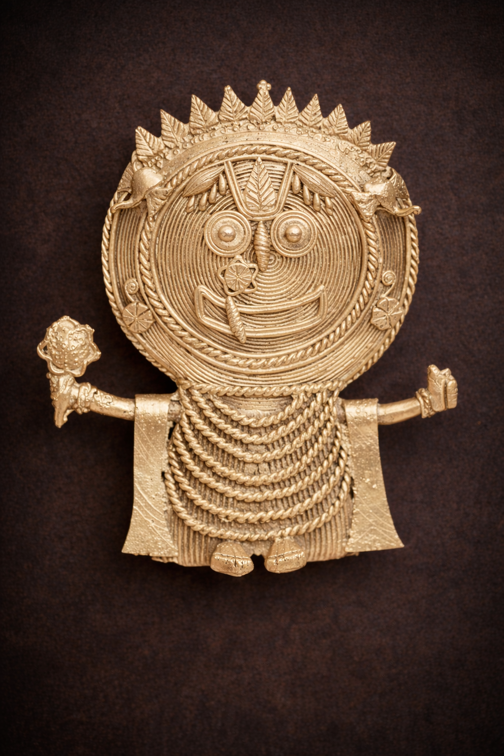 Handcrafted Dhokra Brass Lord Jagannath Wall Hanging |Tribal Folk Art - Image 3
