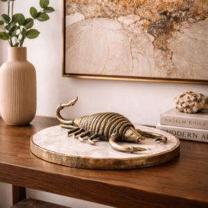 Exquisite Dhokra Brass Dotted Scorpion – Handcrafted Tribal Art Figurine (2×7 inch)