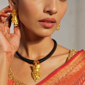 Handcrafted Dhokra Owl Pendant Necklace with earrings