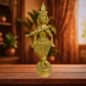 Handcrafted Dhokra Brass Krishna Idol – 6.5 x 2.5 inches