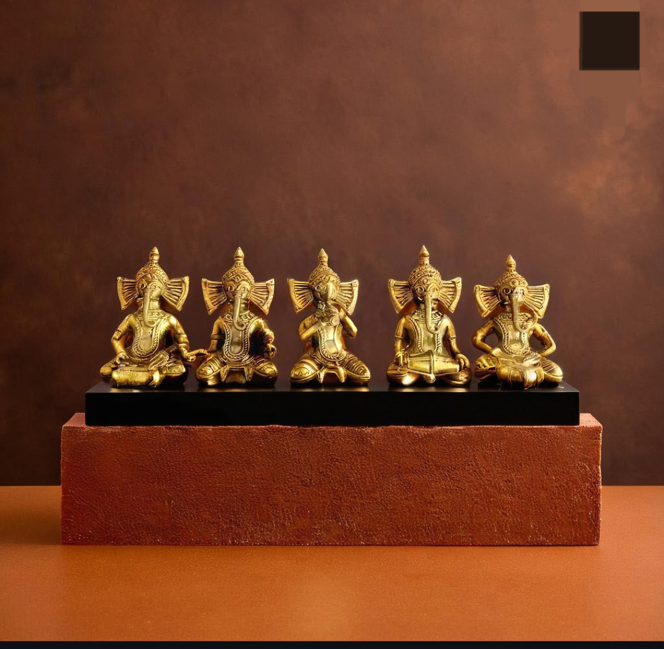 Badok Brass Ganesh Idol Set – Set of 5 - Image 2