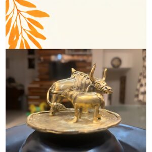 Brass Kamdhenu Cow and Calf Idol | Divine Symbol of Abundance, Prosperity & Protection for Home Temple or Office