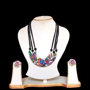 Poramati Hand-Painted Terracotta Necklace Set – Earth, Art & Elegance