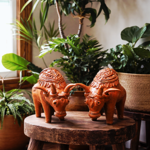 Unique Terracotta Bull Figurine – Handcrafted Rural Art Decor