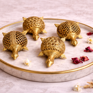Exquisite Dhokra Tortoise Figurines – Brass Tribal Art (2 x 3 in each)