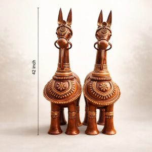 Terracotta Kathakali Horse Pair(Grand Decorative Piece)
