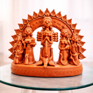 Terracotta Durga Idol with Family – Handcrafted Folk Sculpture