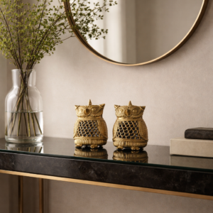 Handcrafted Brass Owl Figurines | Set of 2