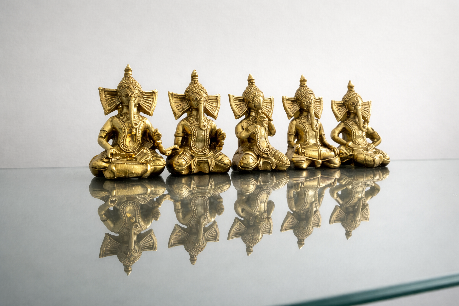 Badok Brass Ganesh Idol Set – Set of 5 - Image 3