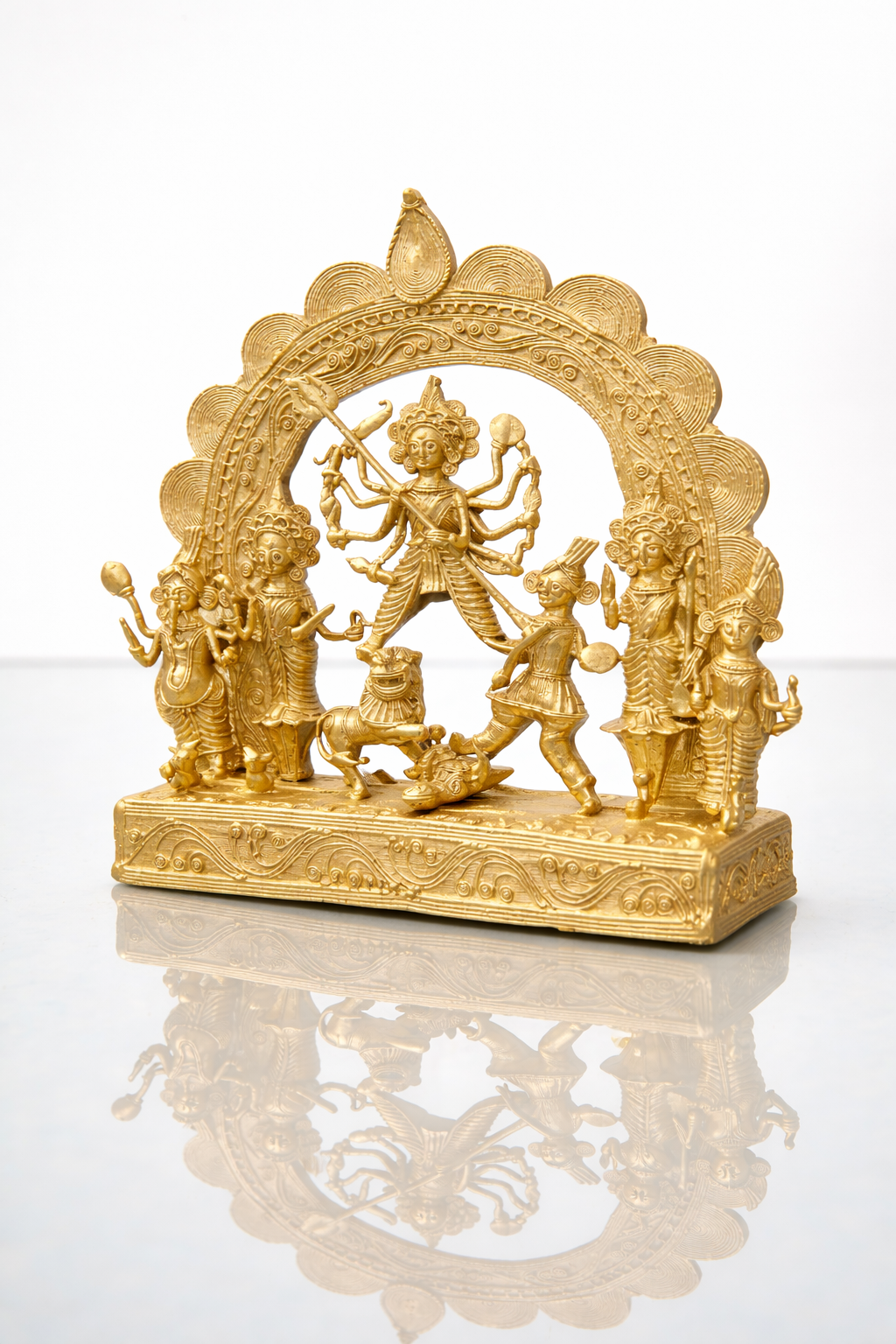 Divine Brass Durga Mahishasura Mardini Idol – Handcrafted Dhokra Art Sculpture - Image 2