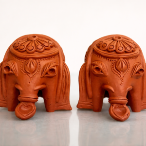 Terracotta Bunga Hati  Pair– Elephant Head Wall Décor