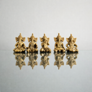 Badok Brass Ganesh Idol Set – Set of 5