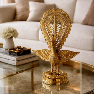 Handcrafted Dhokra Brass Peacock (Mayur) – 8.26 x 5.5 x 2.5 inches