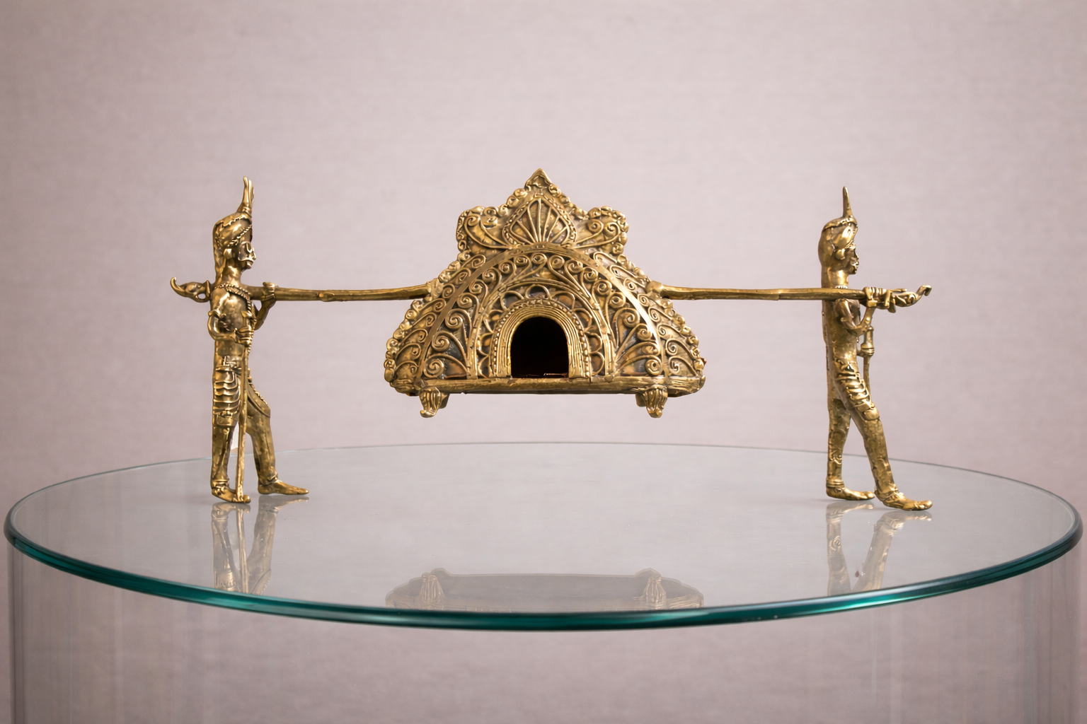 Handcrafted Tribal Palanquin Sculpture – Dhokra Art Figurine - Image 2