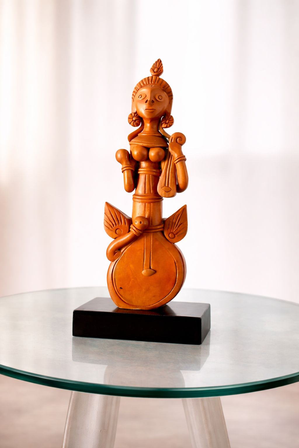Terracotta Veena Saraswati – Handcrafted Clay Idol