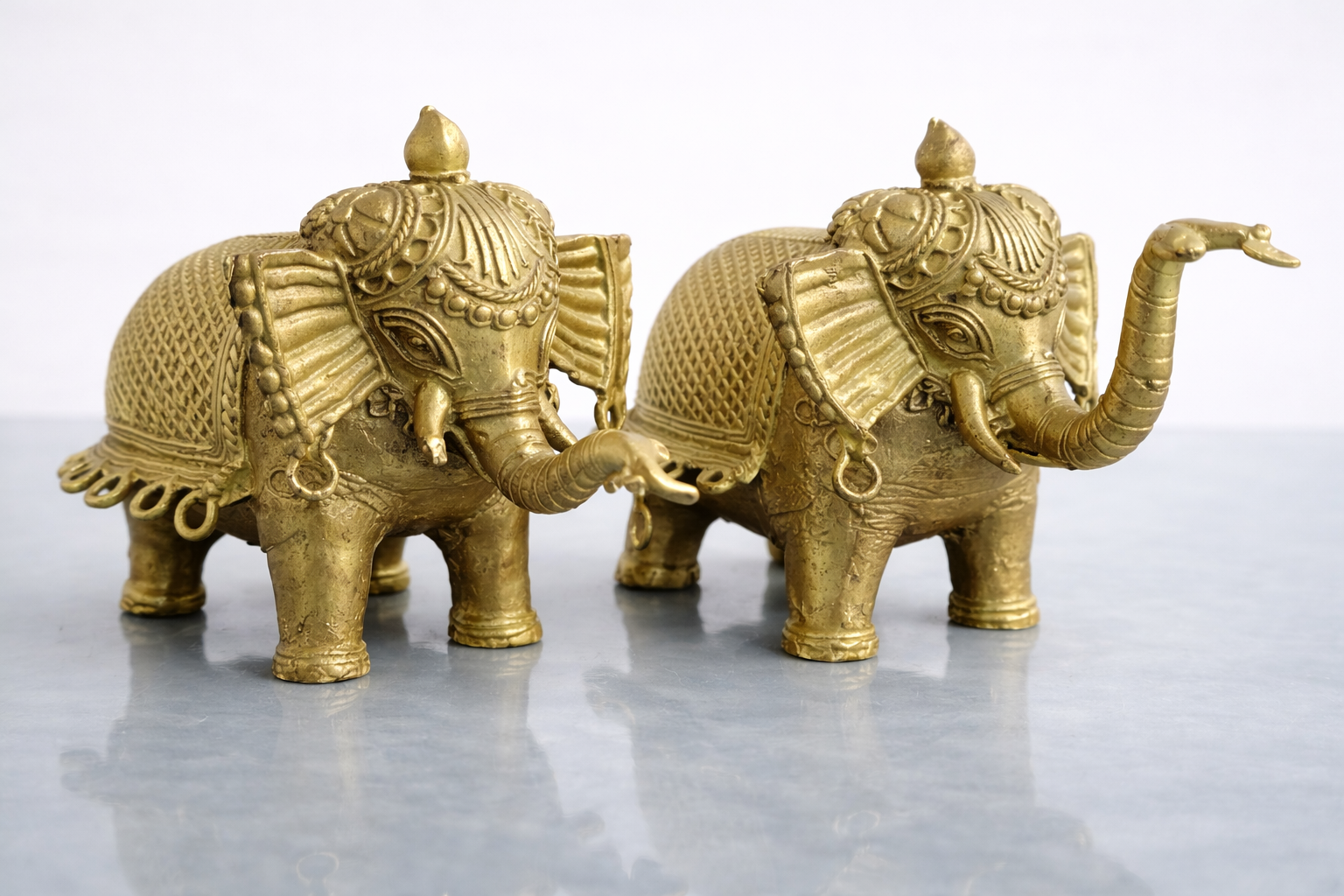 Royal Brass Elephant Duo – The Legacy of Dhokra /Handcrafted Brass Elephant Pair – Dhokra Art Decor - Image 4