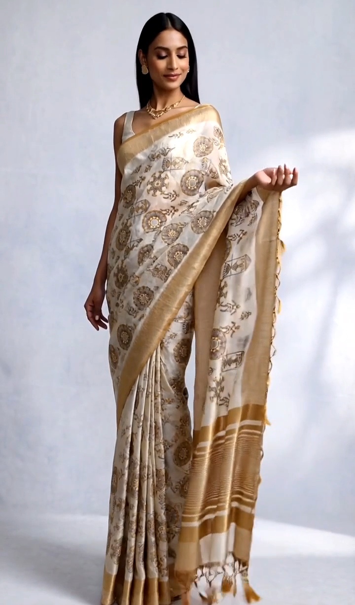Embroidered Tribal Motif Assam Silk Saree