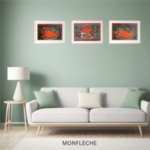A set of Three Madhubani Fishes