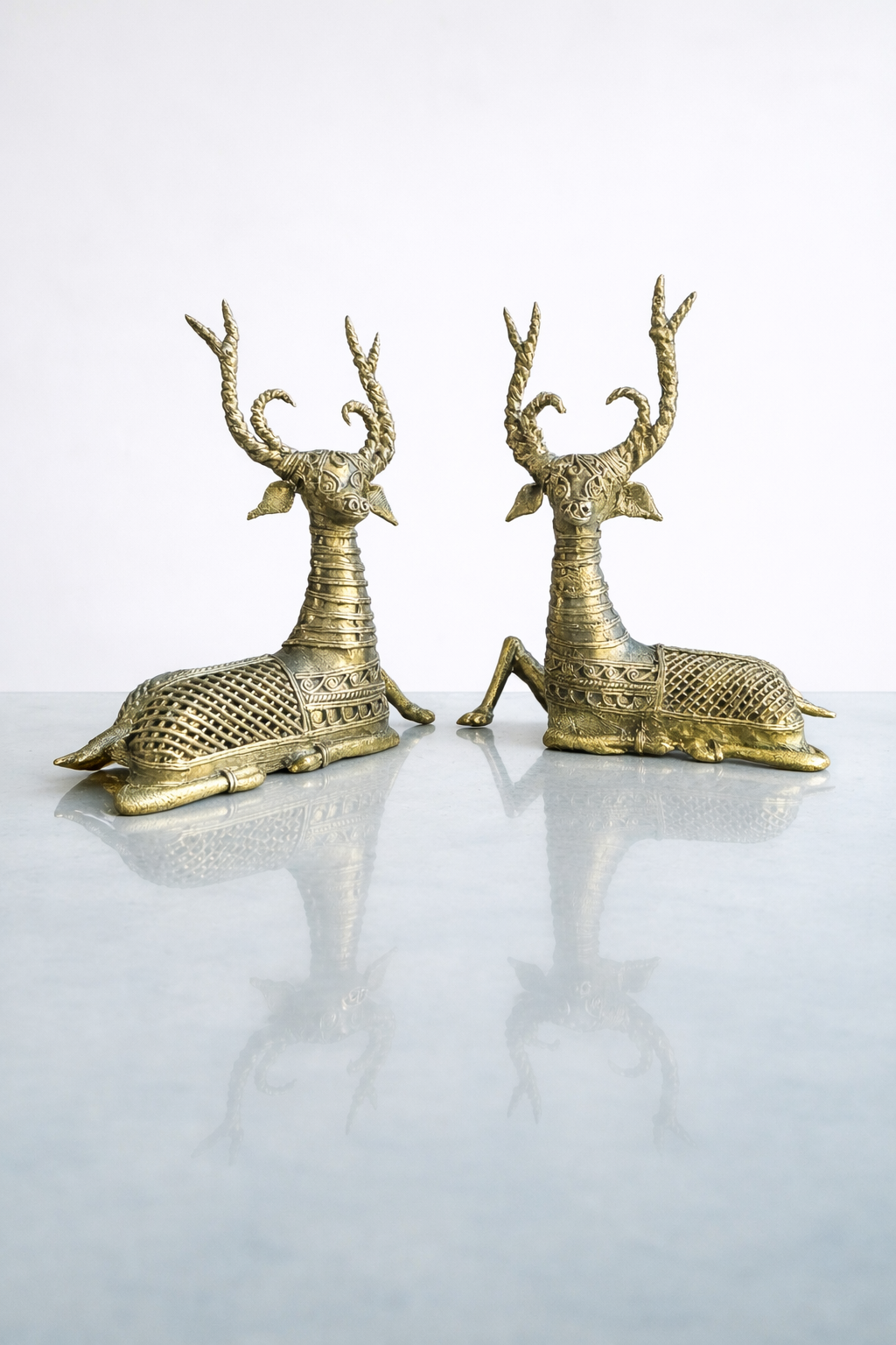 Handcrafted Brass Deer Pair - Image 2