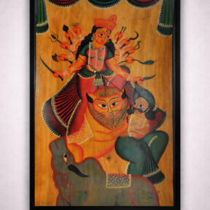 Mahisasur Mardini Kalighat Style painting on Mahogany