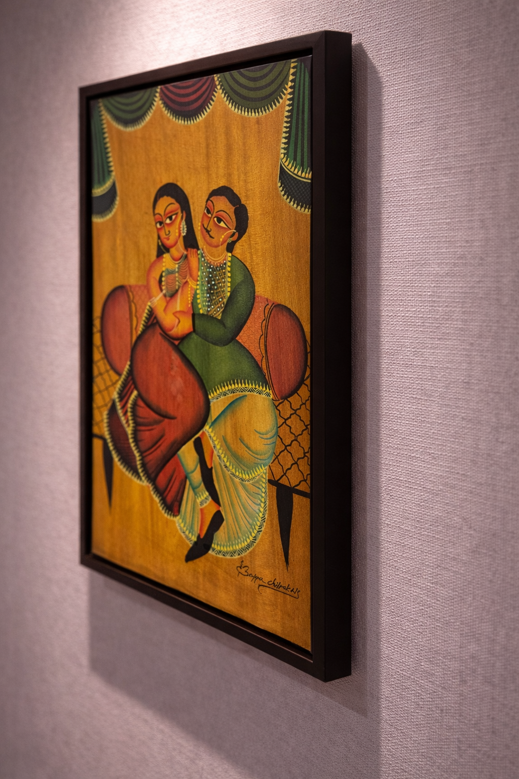 Kalighat Style painting - Companions on Mahogany - Image 3