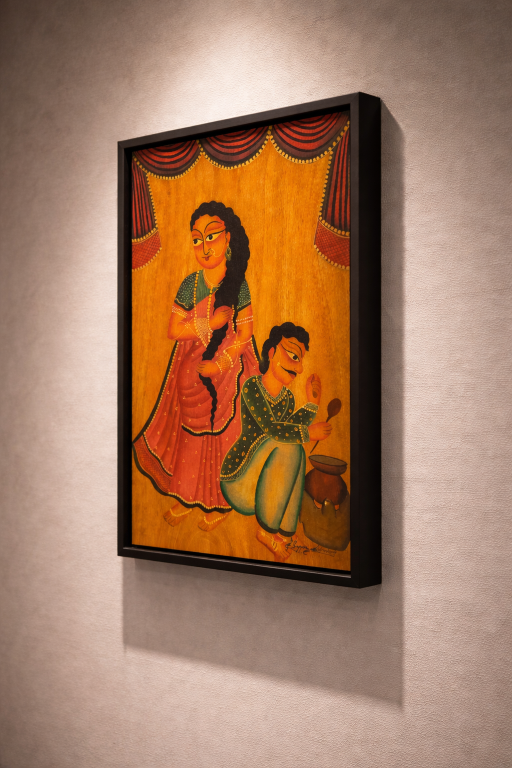 Domestic life kalighat Style on Mahogany - Image 4