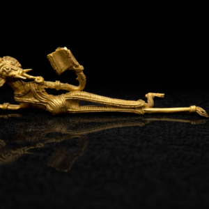 Shuye Boi Pora Ganesh – Reclining Reading Ganesha (Dhokra Brass Art)