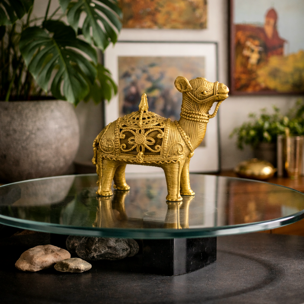 Dhokra Camel Figurine – Handcrafted Brass Decor