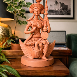 Terracotta Saraswati Idol – 1.5 Feet (Handcrafted)